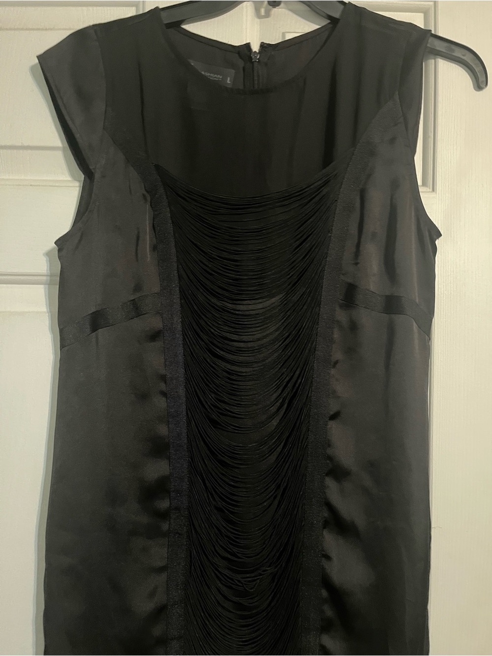 Kardashian Kollection Black Sleeveless Fringe Front Dress